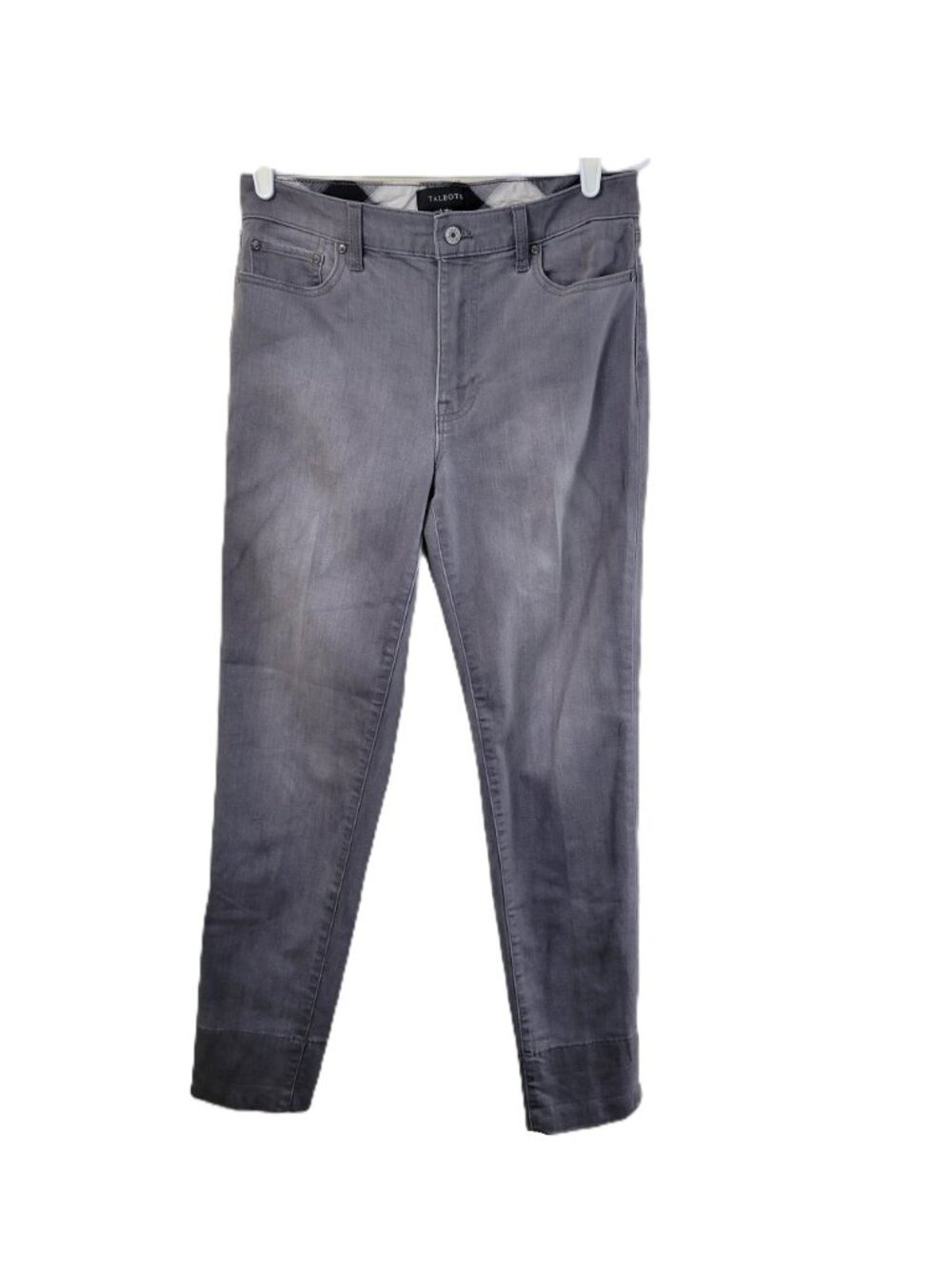 Talbots Straight Leg Ankle Jeans Plaid Hem Accent Gray‎ Women's Size 6